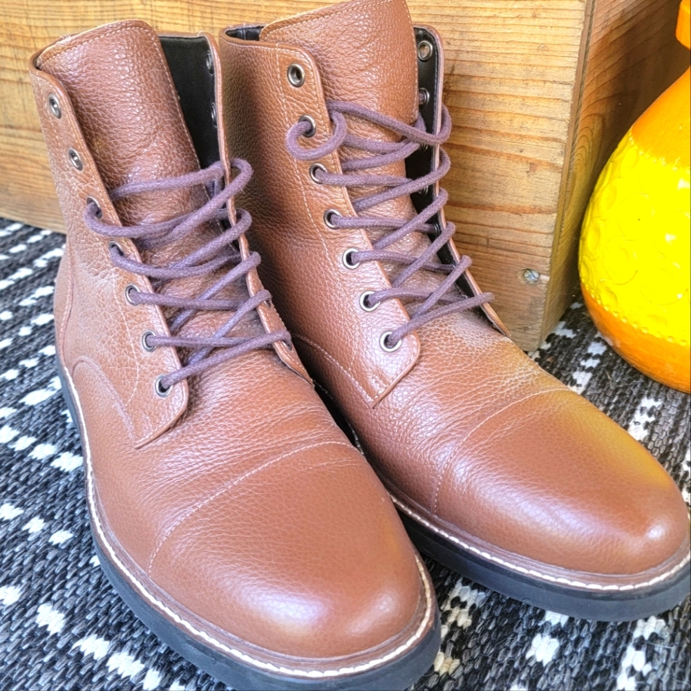 Mens leather Coach lace up boot